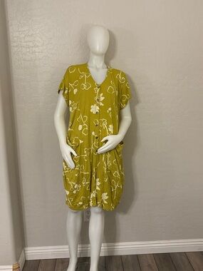 Chalet et Ceci Green Crinkled T-Shirt Dress Large